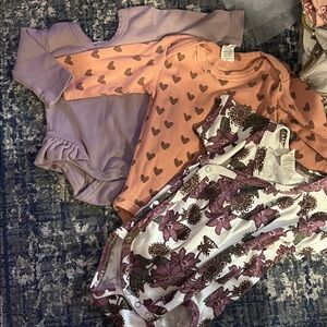 kate quinn Purple and Peach Heart Baby Bodysuits